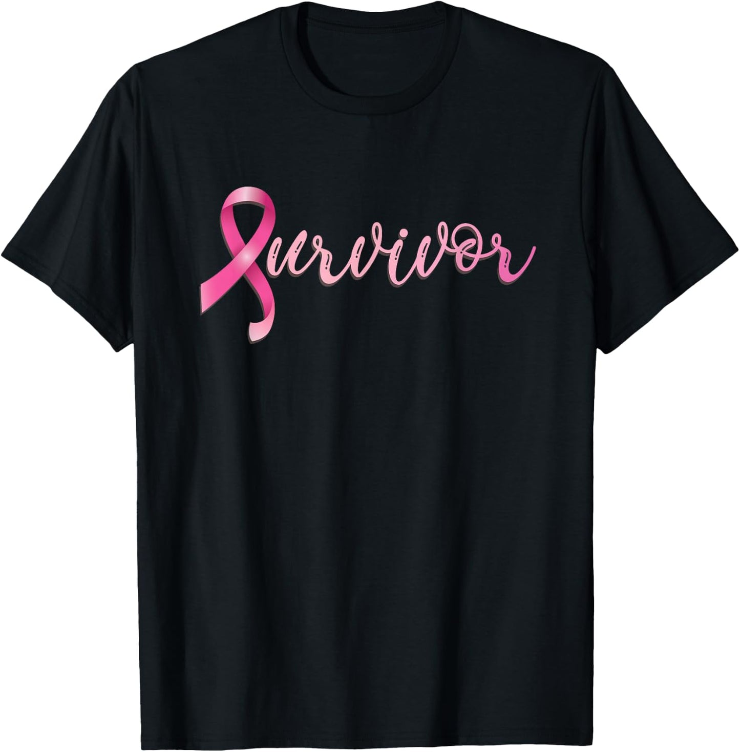 Breast Cancer Survivor Pink Ribbon Recovery T-Shirt - T-Shirt | Black