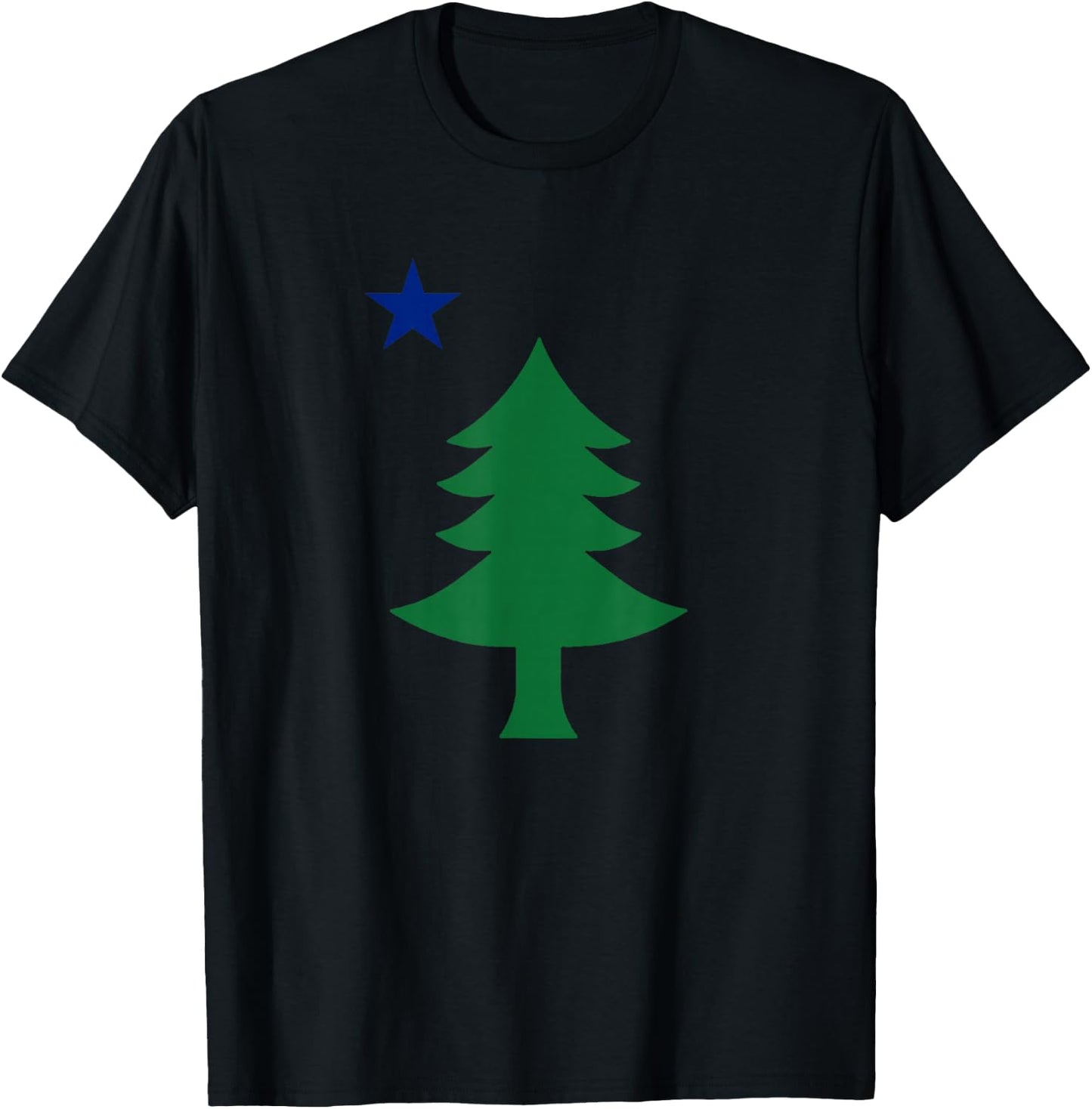 Maine Pine Tree State Flag Vintage USA America Souvenir T-Shirt - T-Shirt | Black