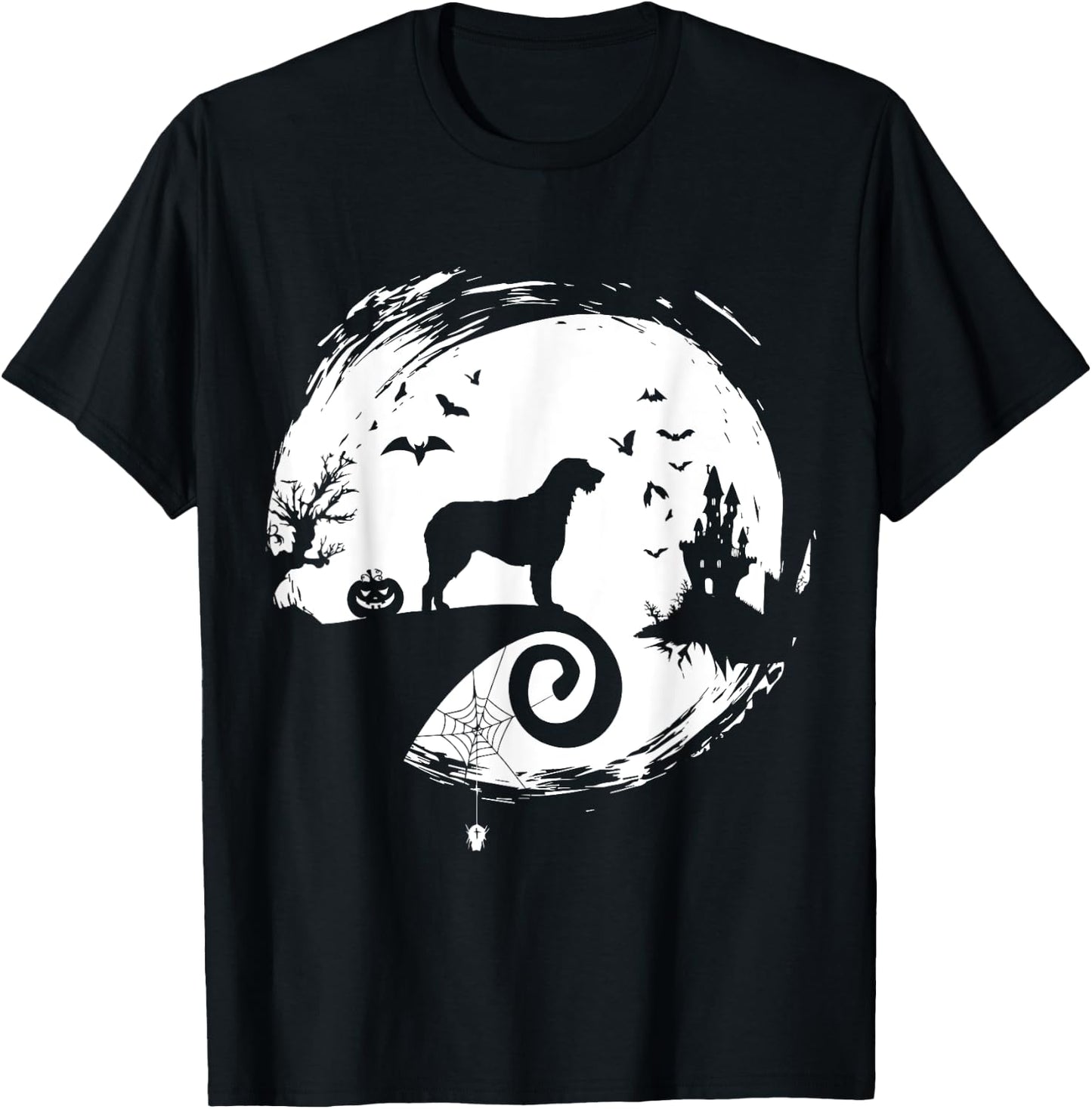 Irish Wolfhound Halloween Costume Moon Silhouette Creepy T-Shirt - T-Shirt | Black