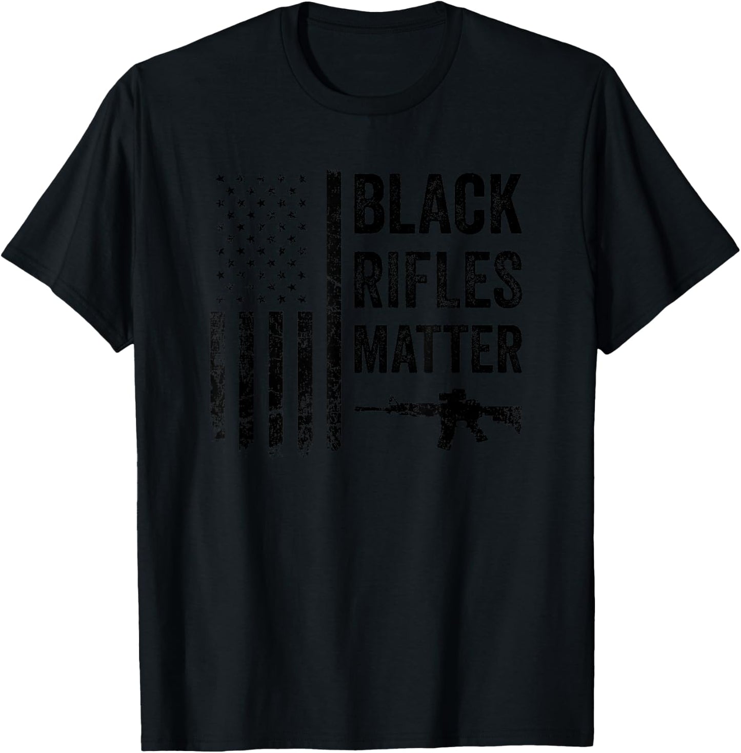 Black Rifles Matter - Funny Pro Gun Rights Camo USA Flag T-Shirt - T-Shirt | Black