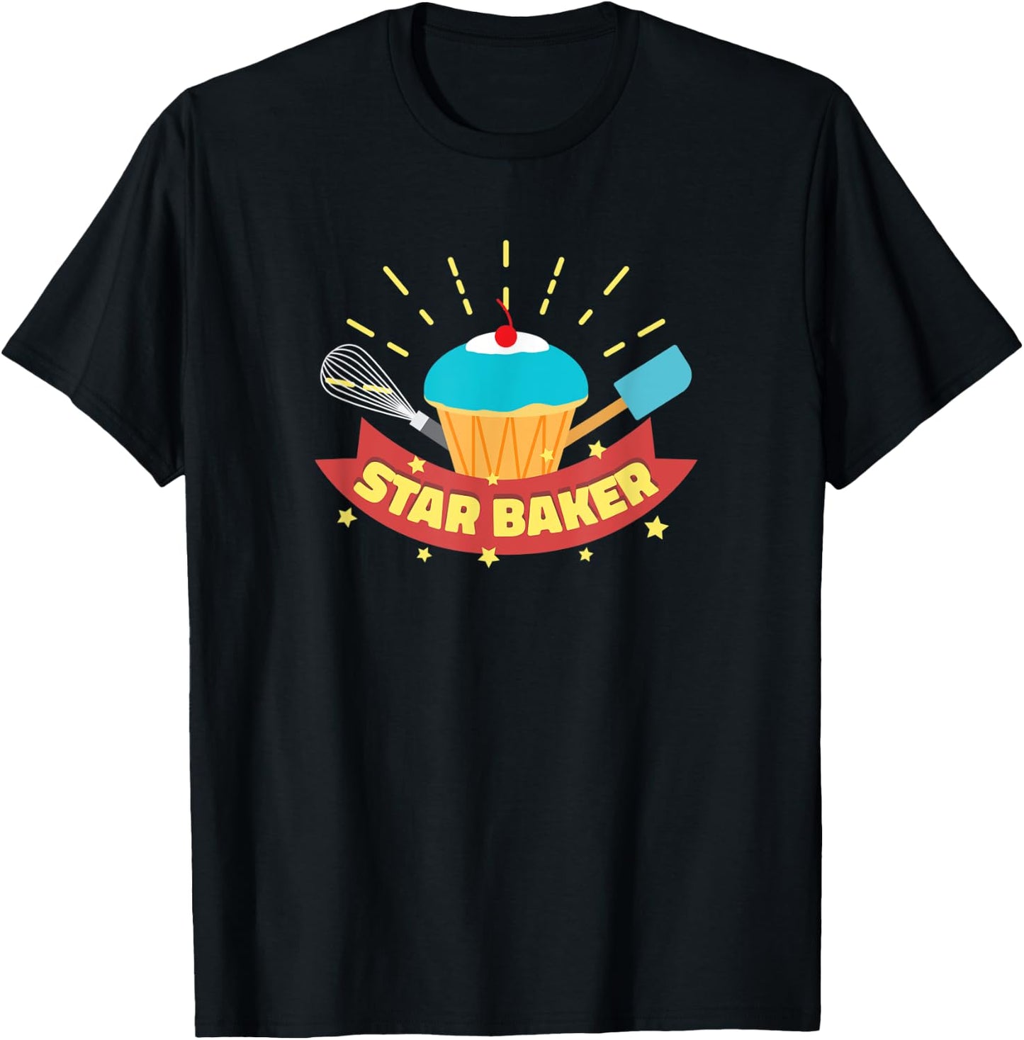 Star Baker I Funny Baking Cupcake Muffin T-Shirt - T-Shirt | Black