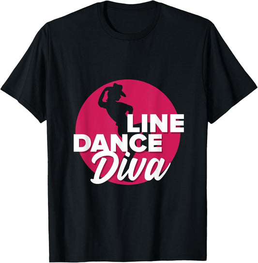Cute Line Dance Diva Gift Line Dancers gift T-Shirt - T-Shirt | Black