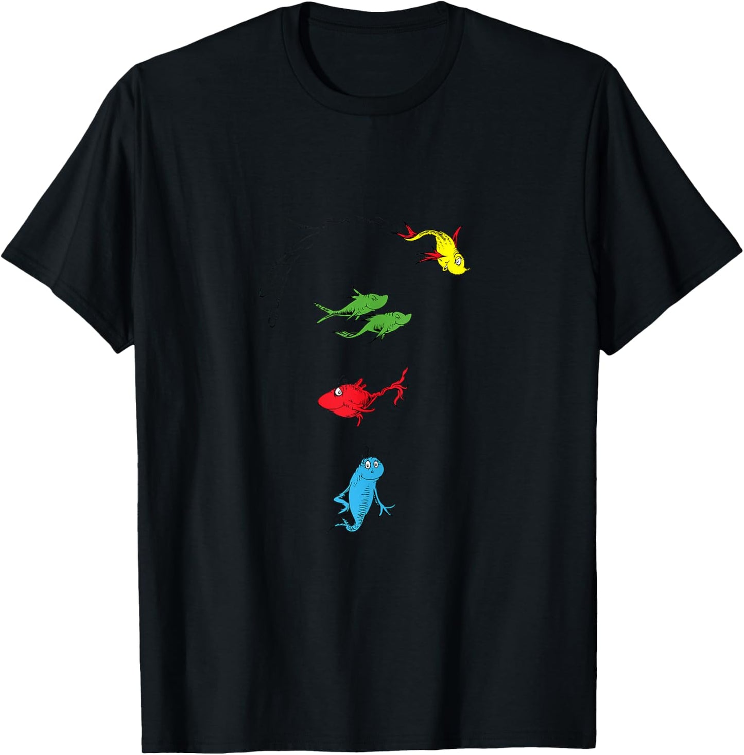 Dr. Seuss One Fish Two Fish Red Fish Blue Fish T-Shirt - T-Shirt | Black