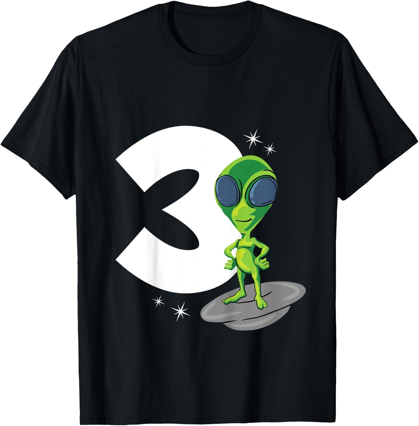 Kids 3 Years Old Boy Alien 3rd Birthday T-Shirt - T-Shirt | Black