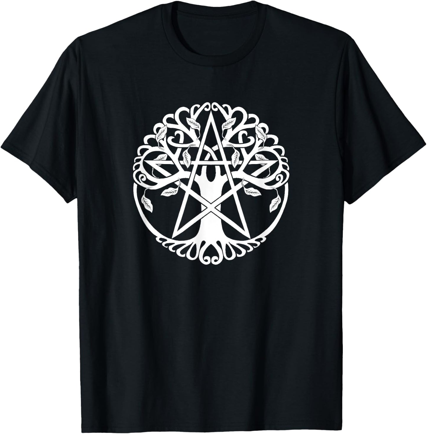 Wiccan Nature Witch Tree Pentacle T-Shirt - T-Shirt | Black