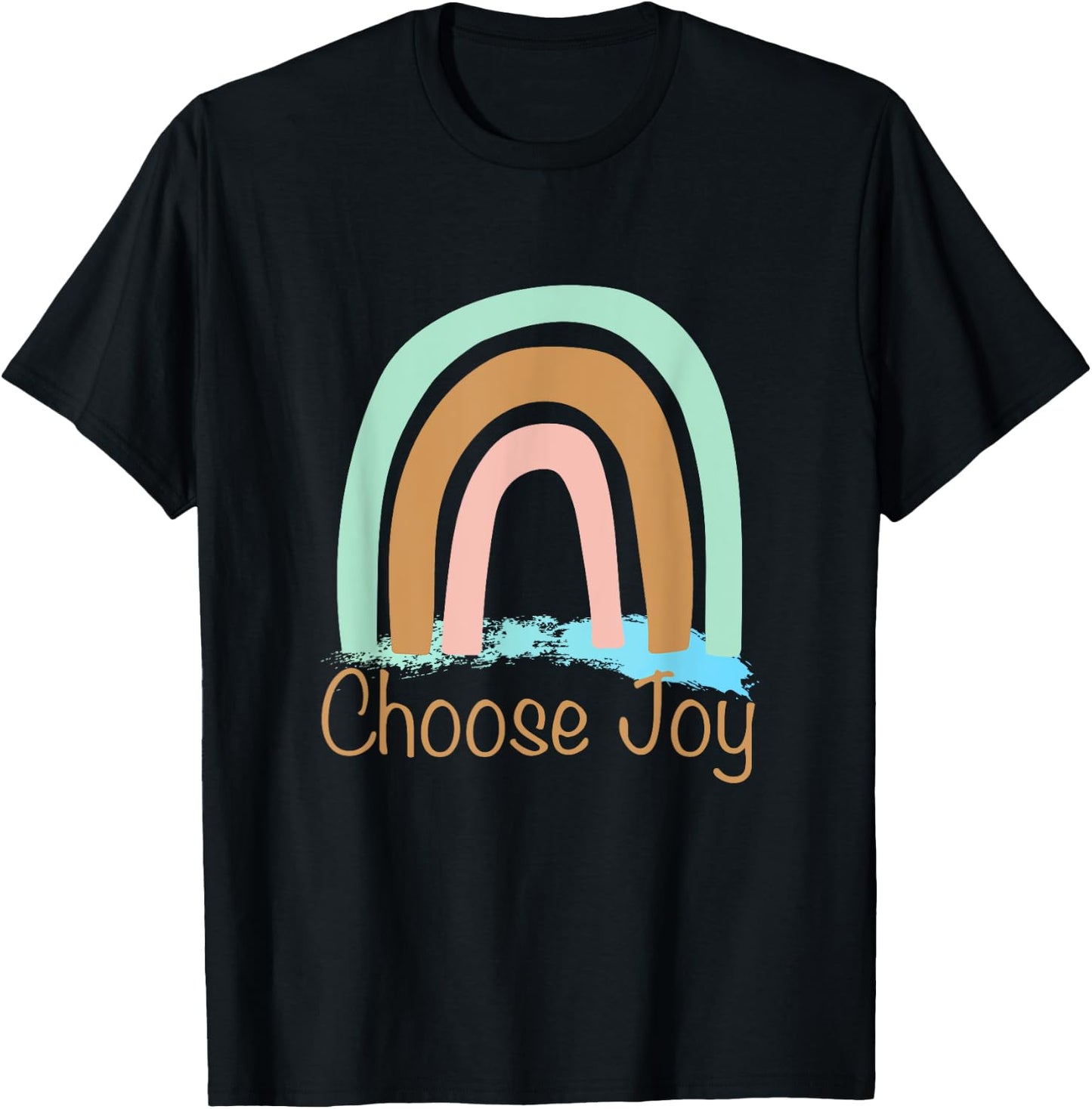 Choose Joy Cute Rainbow Graphic Inspiration T-Shirt - T-Shirt | Black