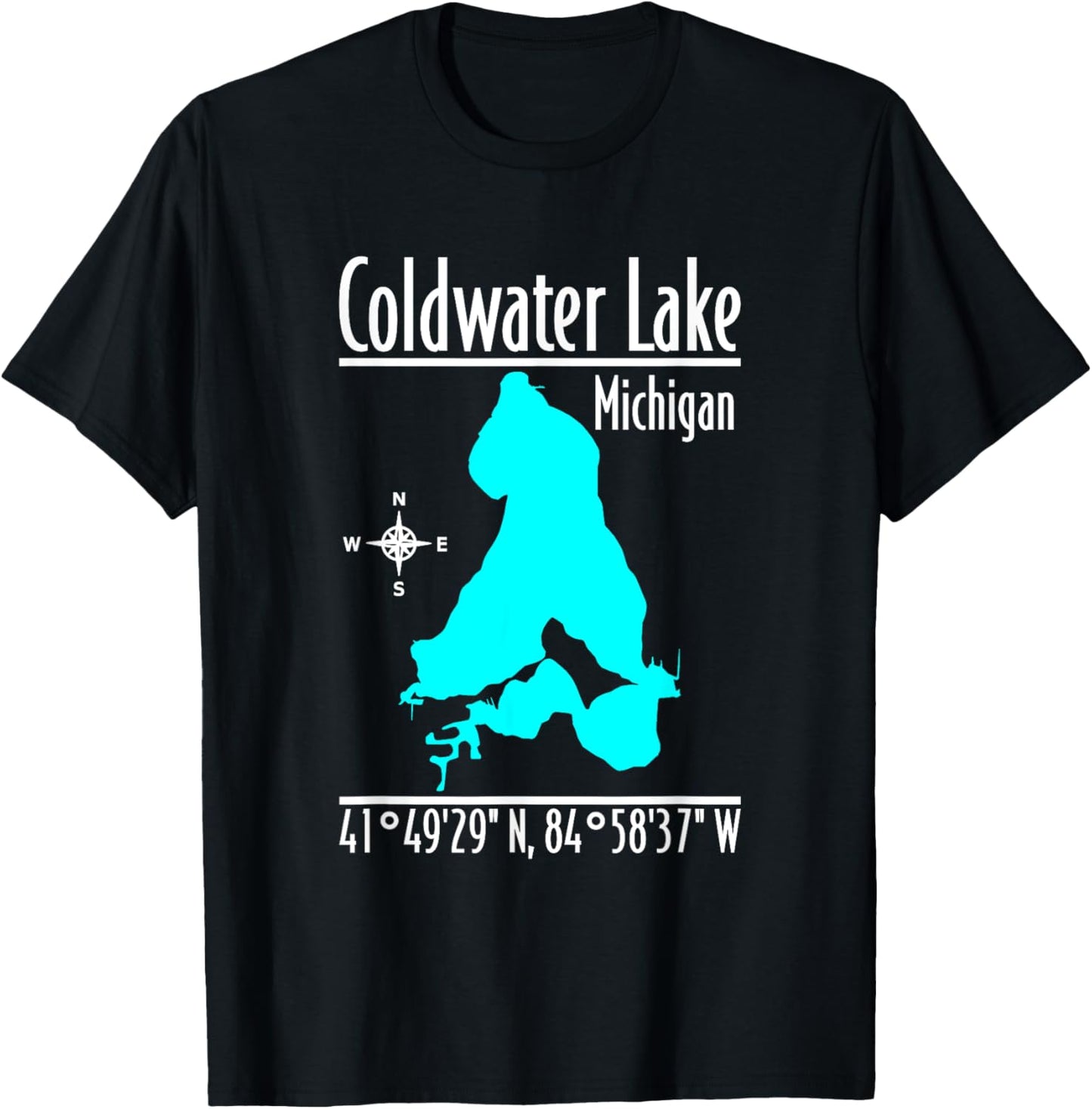 Modern Coldwater Lake - Michigan T-Shirt - T-Shirt | Black