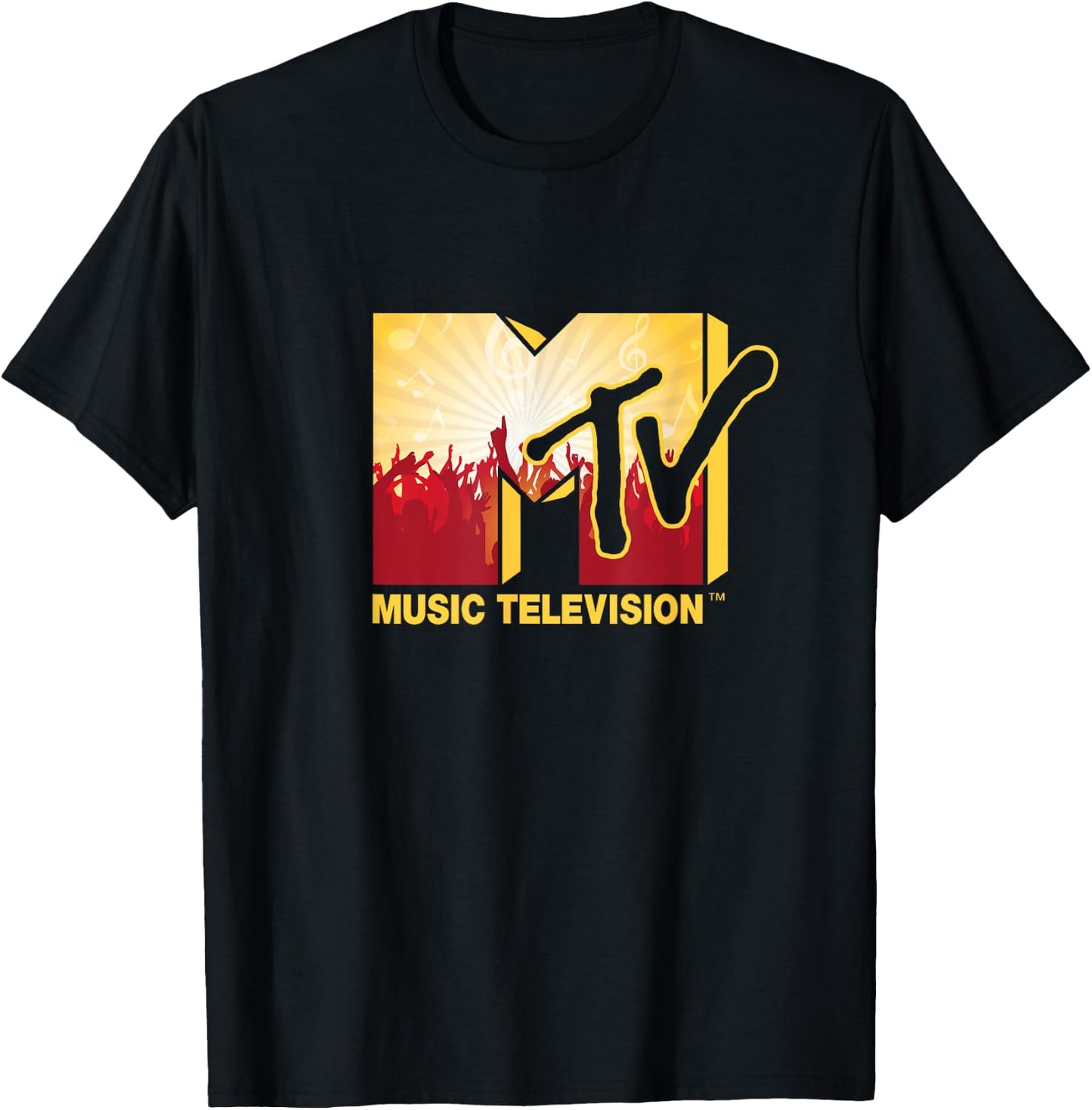 Mademark x MTV - The official MTV Logo with a cool cheering party music crowd T-Shirt - T-Shirt | Black