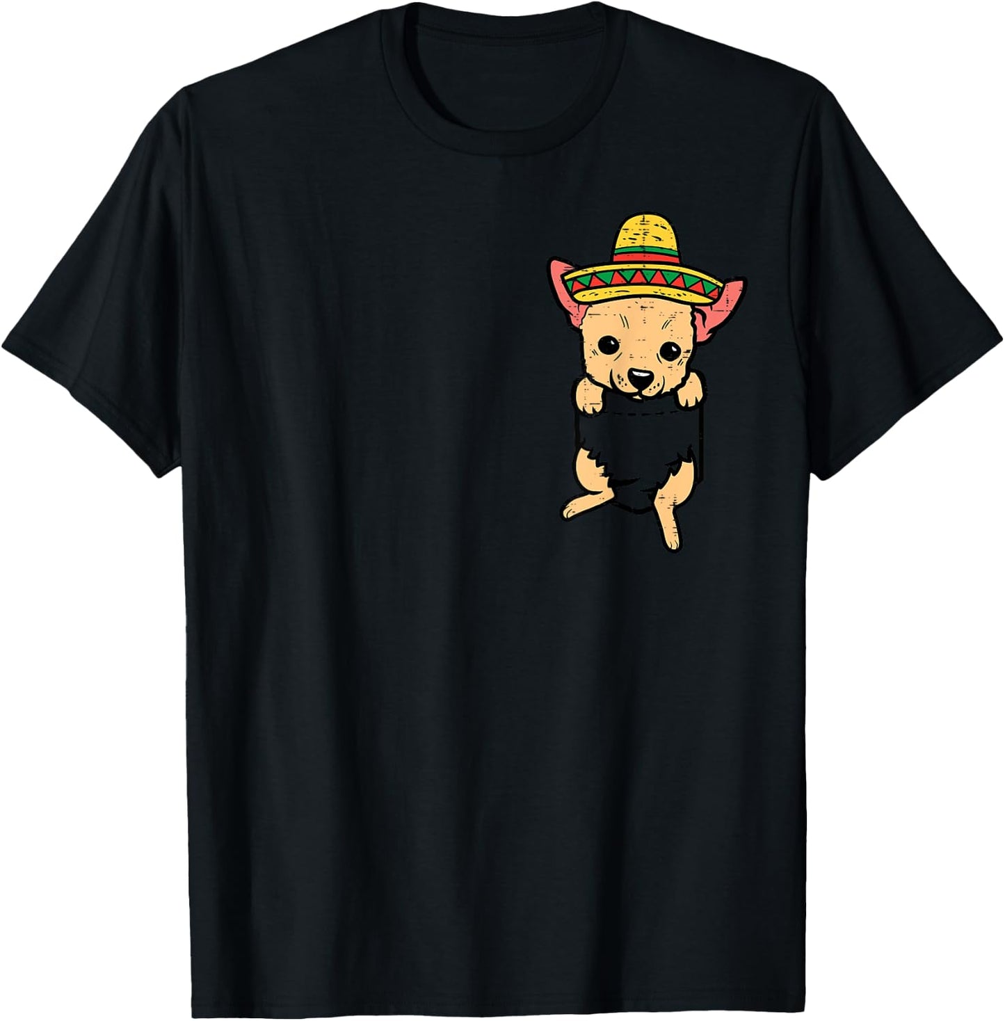 Mexican Chihuahua Feet Sombrero Cinco De Mayo Chiwawa Dog T-Shirt - T-Shirt | Black