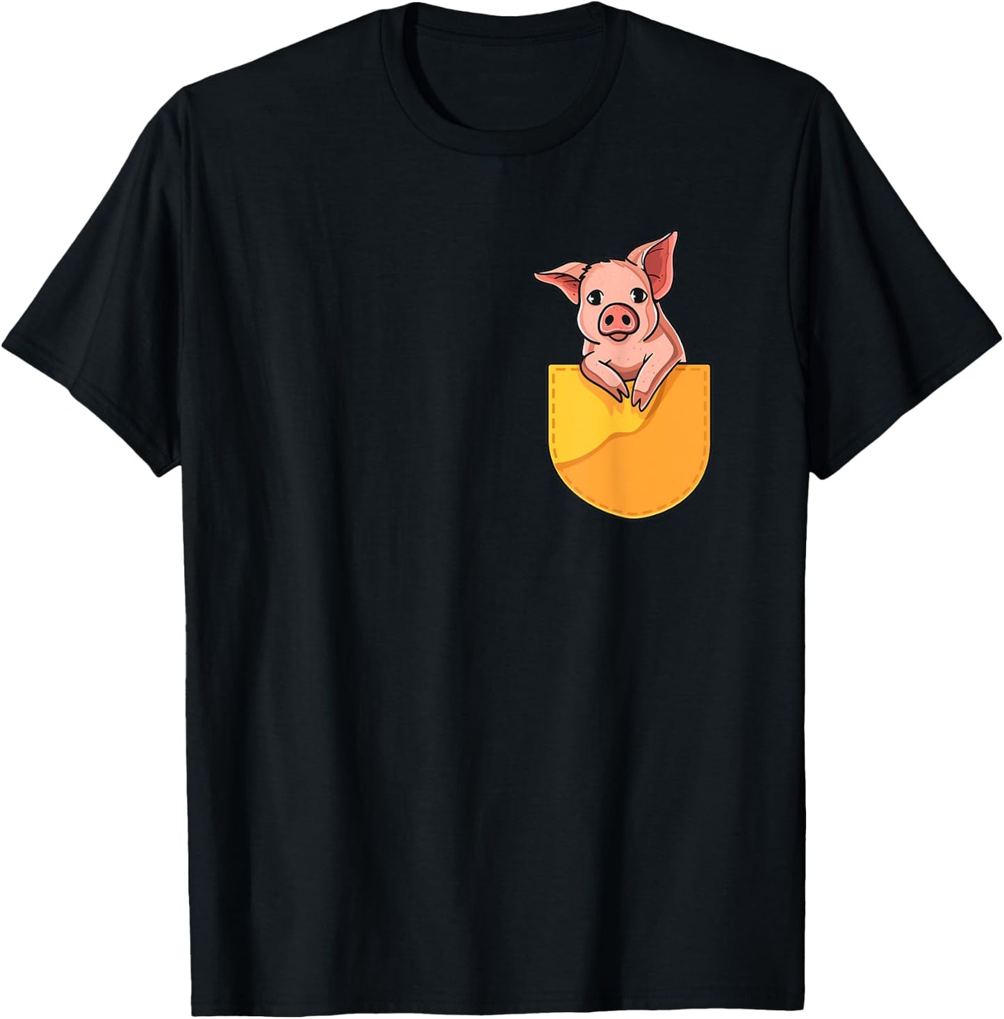 Pink Pig in Your Pocket Adorable Sassy Cute Piggy Design T-Shirt - T-Shirt | Black