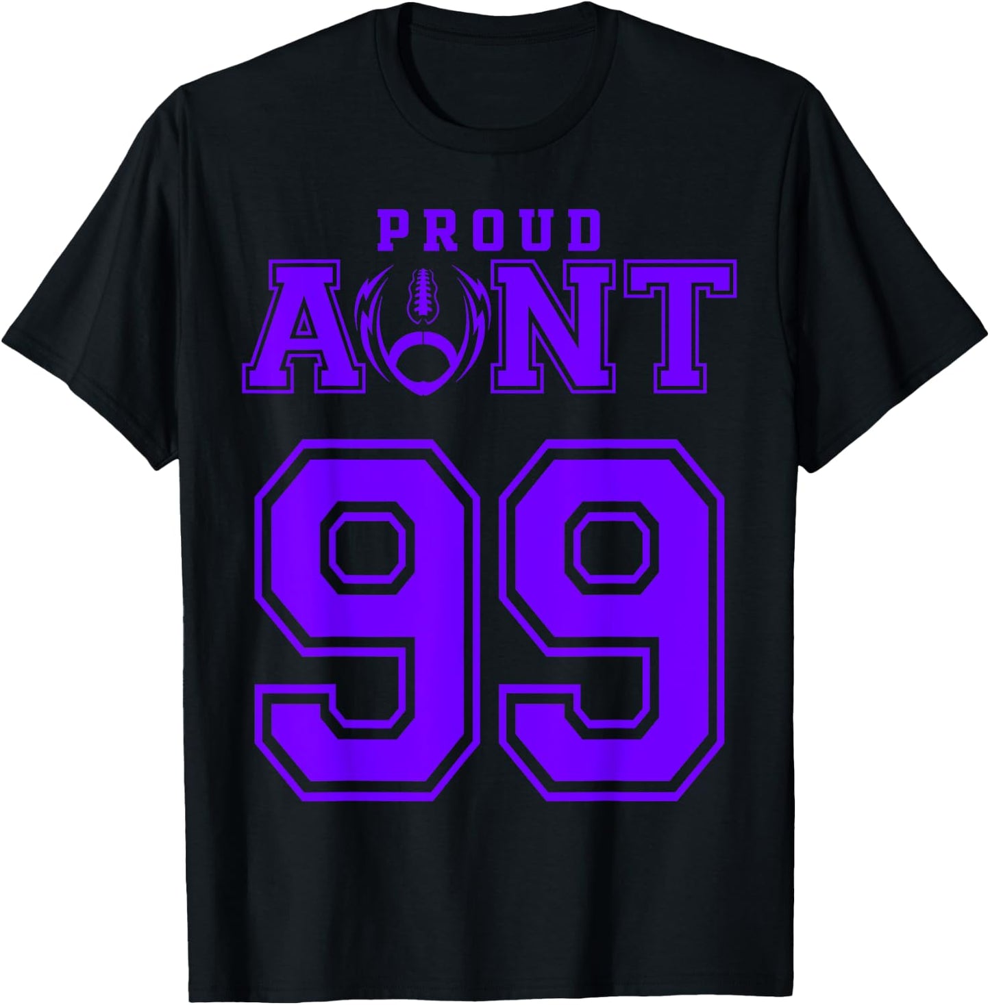 Custom Proud Football Aunt Number 99 P Personalized T-Shirt - T-Shirt | Black