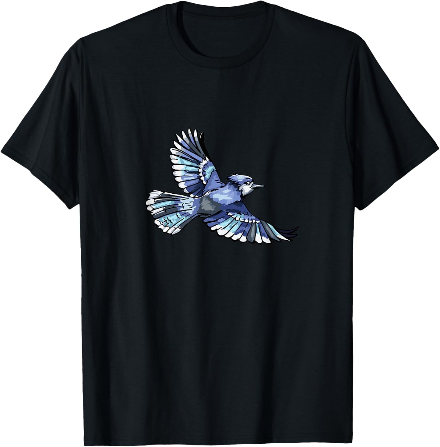 Flying Blue Jay Bird Ornithologist T-Shirt - T-Shirt | Black