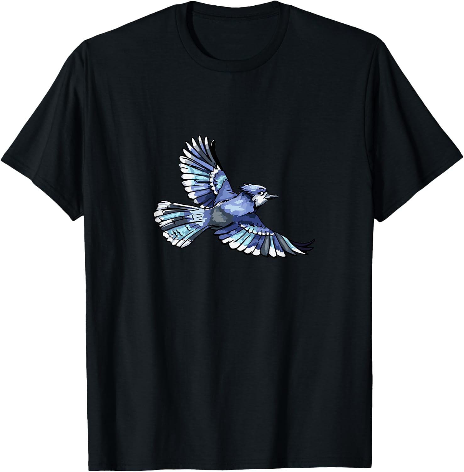 Flying Blue Jay Bird Ornithologist T-Shirt - T-Shirt | Black