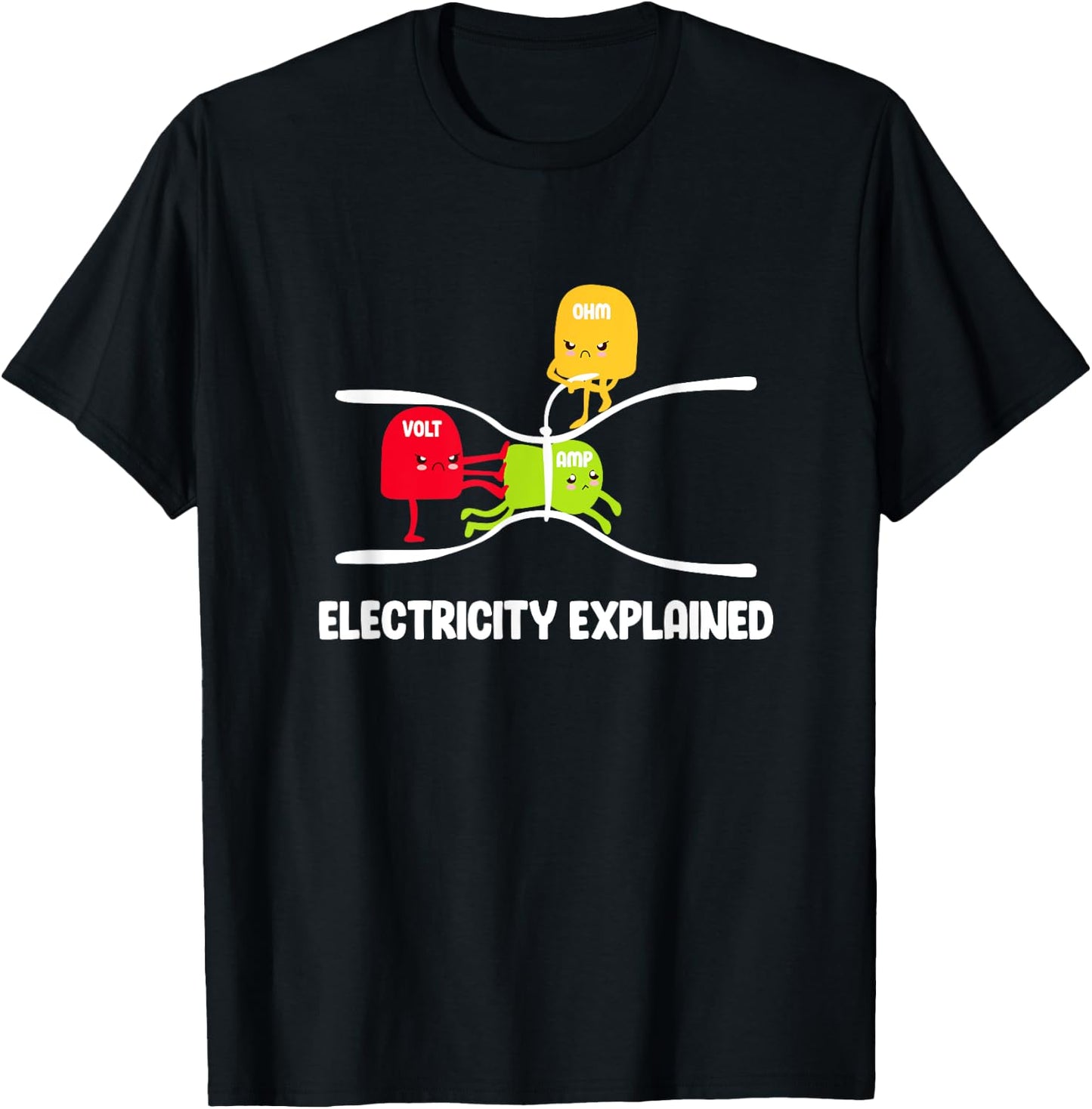 Electricity Explained Volt Ohm Amp Funny Electrician T-Shirt - T-Shirt | Black