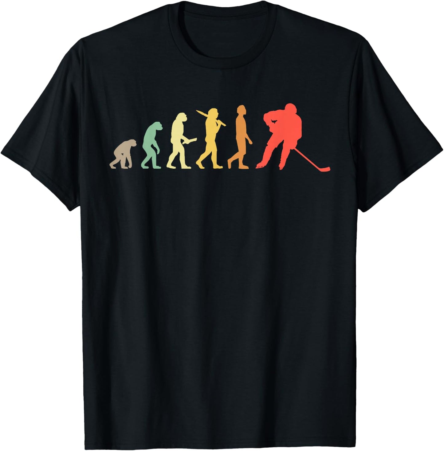 Retro Ice Hockey Evolution Gift Ice Hockey Players T-Shirt - T-Shirt | Black