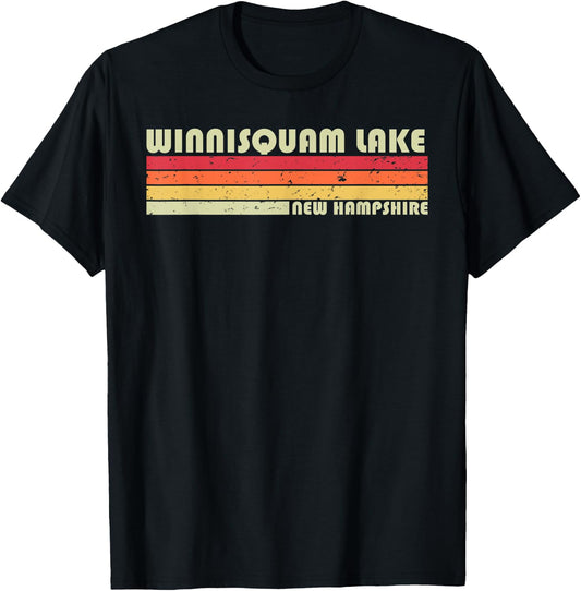 WINNISQUAM LAKE NEW HAMPSHIRE Funny Fishing Summer Gift Women Kids T-Shirt - T-Shirt | Black