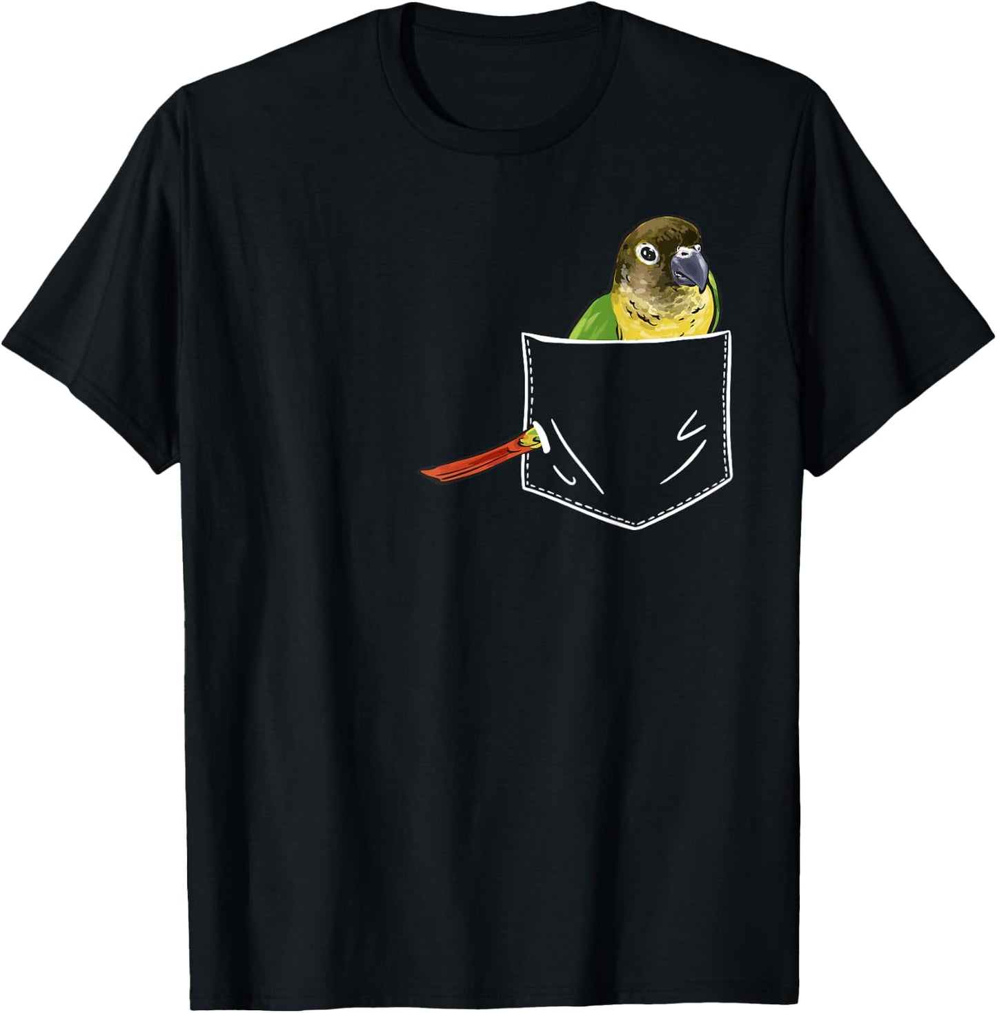 Green Cheek Conure In Pocket Parrot Bird Conure T-Shirt - T-Shirt | Black