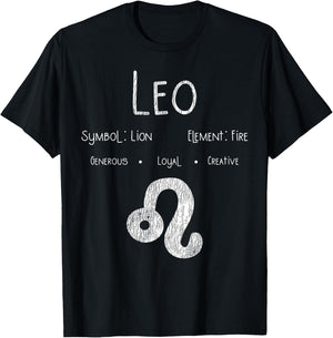 Vintage Leo Birthday Horoscope Zodiac Sign Astrology Bday T-Shirt - T-Shirt | Black