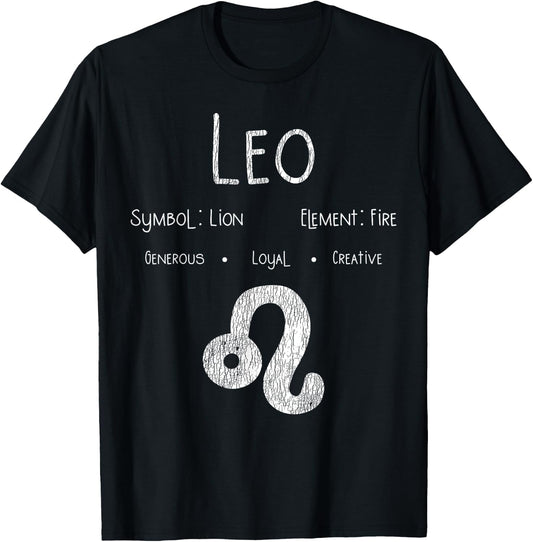 Vintage Leo Birthday Horoscope Zodiac Sign Astrology Bday T-Shirt - T-Shirt | Black