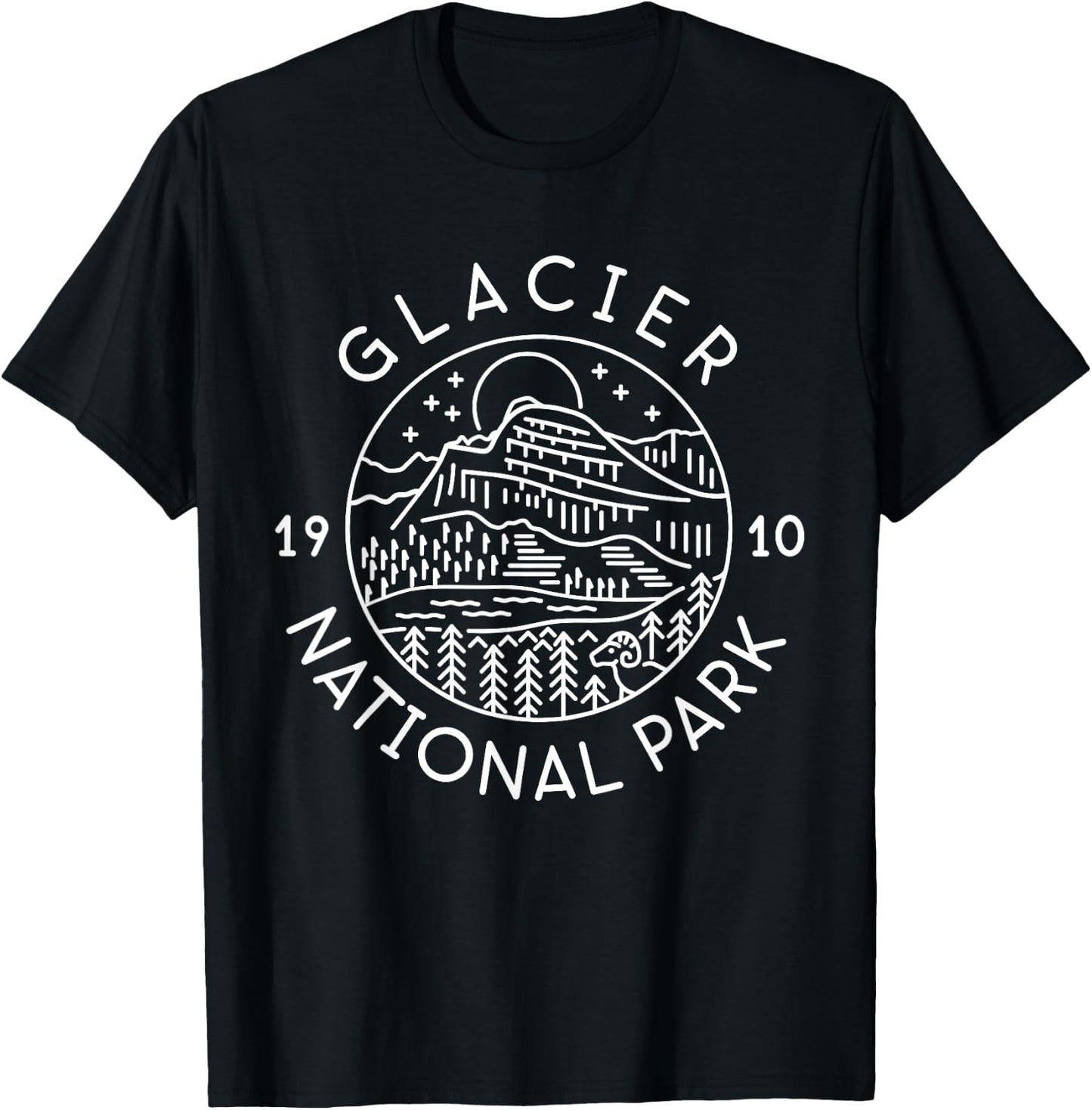 Glacier National Park 1910 Montana T-Shirt - T-Shirt | Black