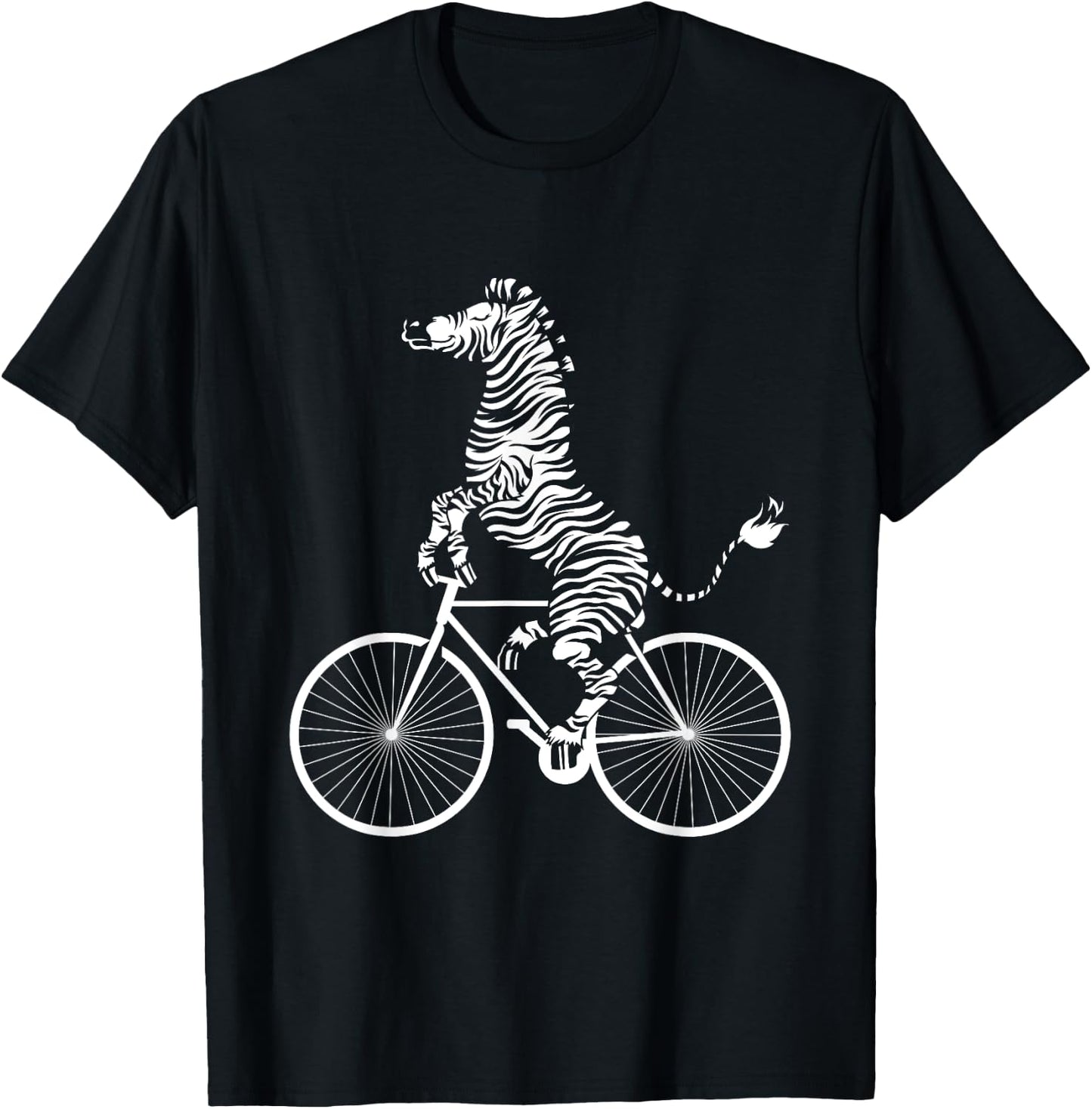 Funny Zebra Riding On A Bike Funny Bicycle Animal Lover Gift T-Shirt - T-Shirt | Black