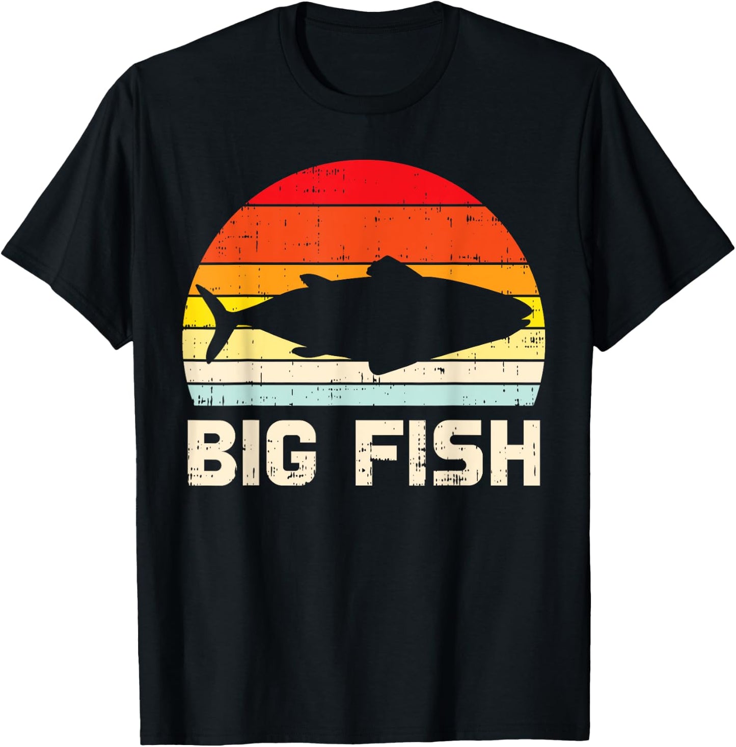 Fish Big Retro Bass Fishing Family Matching Dad Son Men Gift T-Shirt - T-Shirt | Black