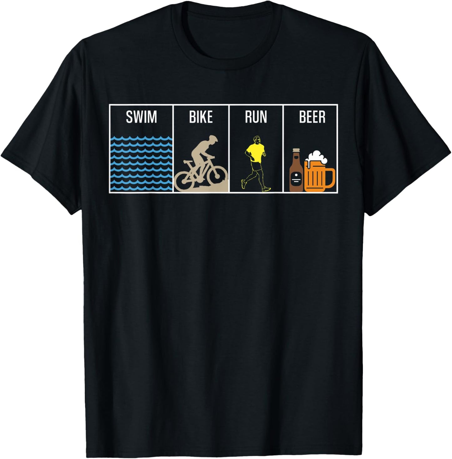 Swim Bike Run Beer T-Shirt - T-Shirt | Black
