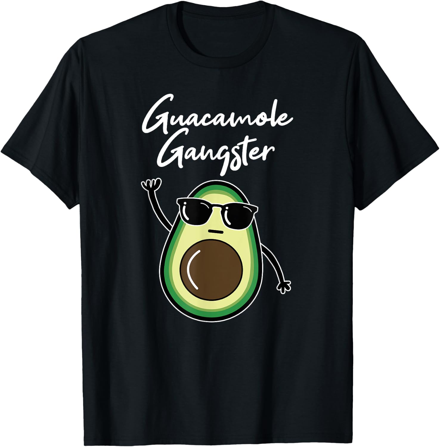 Funny Avocado Gangster, Guacamole Gangsta, Mexico Cinco Mayo T-Shirt - T-Shirt | Black