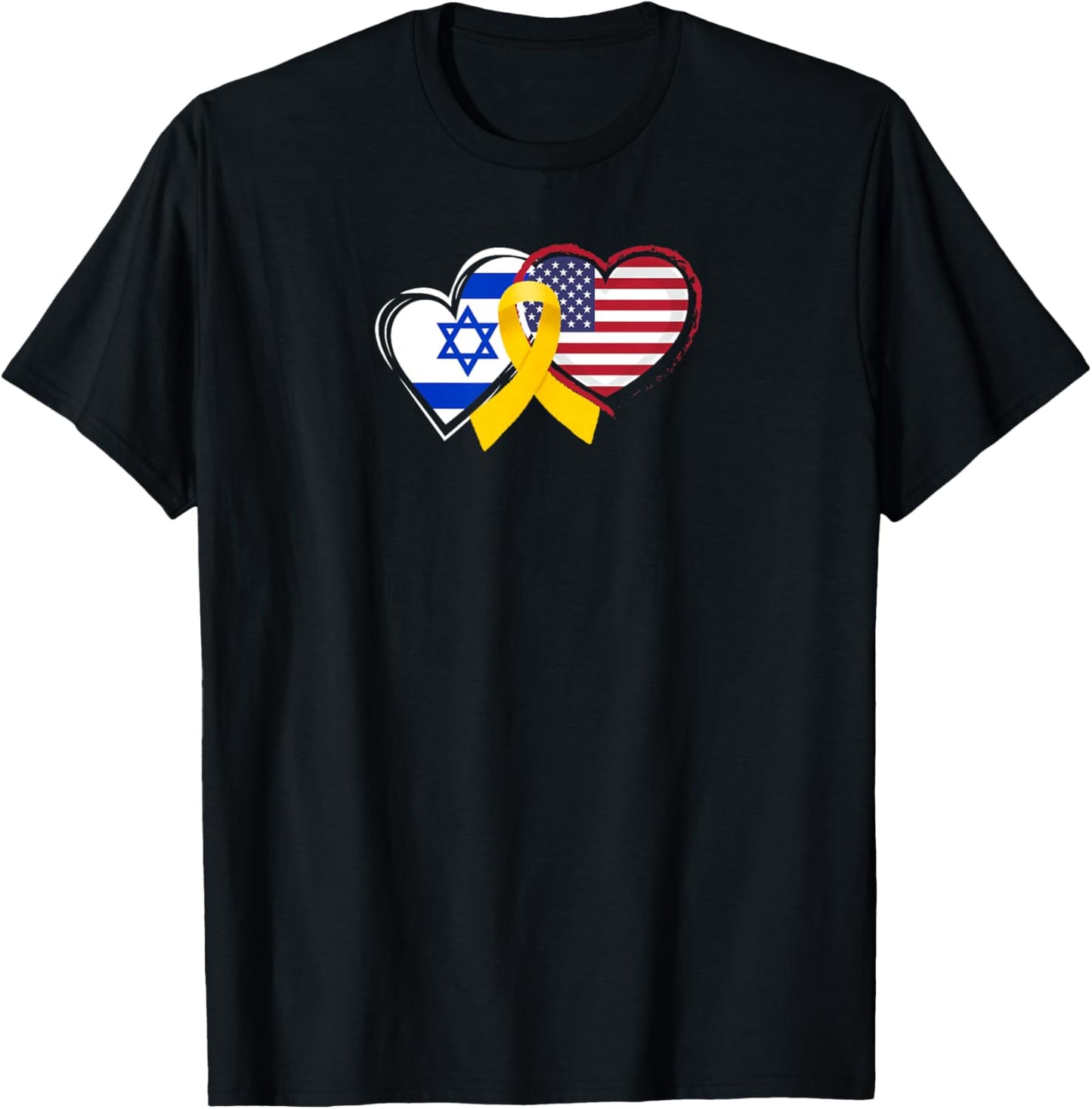 Yellow Ribbon for Israel and America T-Shirt - T-Shirt | Black
