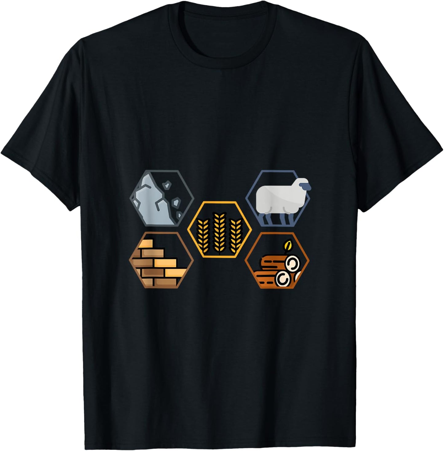 Life Components Brick, Wood, Rock, Wheat, Sheep gift T-Shirt - T-Shirt | Black