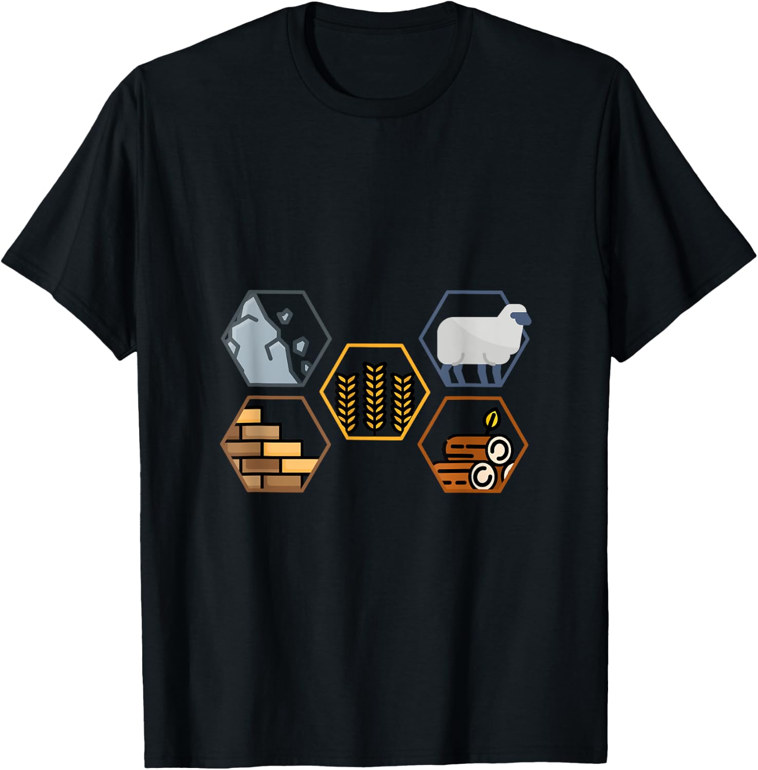Life Components Brick, Wood, Rock, Wheat, Sheep gift T-Shirt - T-Shirt | Black