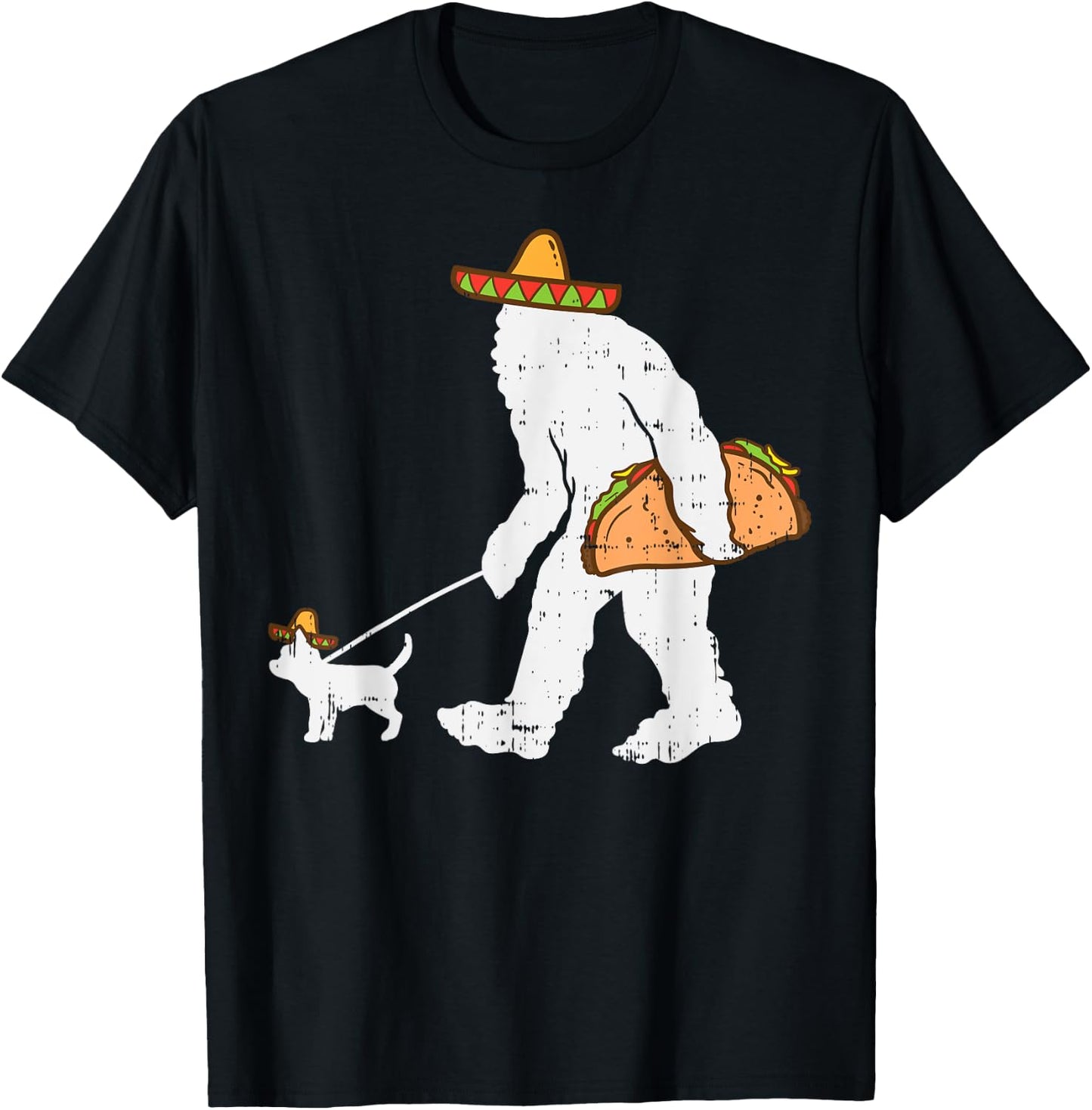 Bigfoot Sasquatch Taco Chihuahua Funny Cinco De Mayo Mexican T-Shirt - T-Shirt | Black