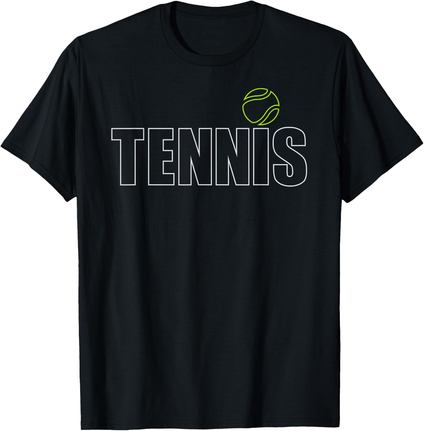 Tennis Women Men Cool Text & Tennis Ball T-Shirt - T-Shirt | Black