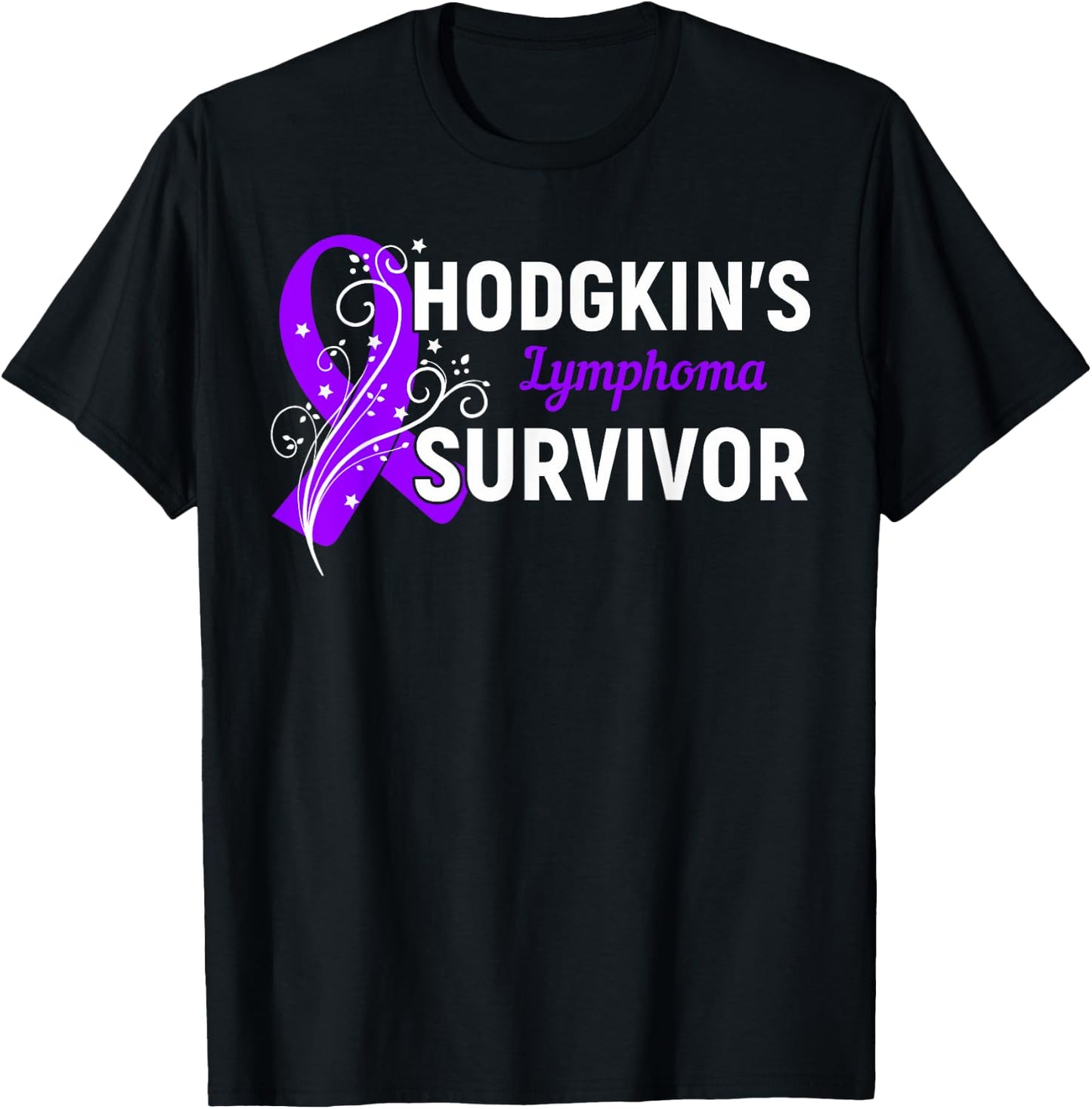 Hodgkin's Lymphoma Survivor Awareness Purple Ribbon Gift T-Shirt - T-Shirt | Black