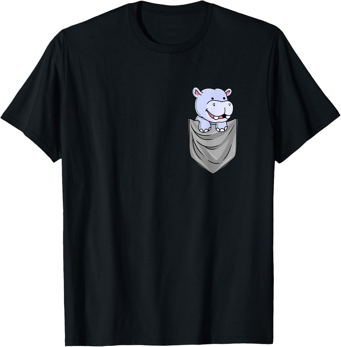 Hippo In Pocket Hippopotamus Gift T-Shirt - T-Shirt | Black