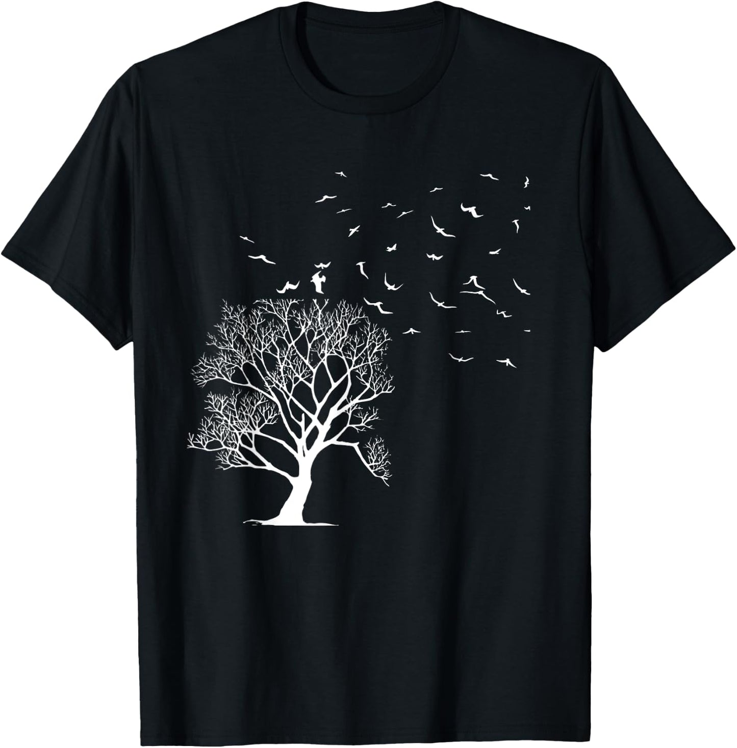 Forest Tree Wildlife Flock Of Birds Nature Outdoors Forest T-Shirt - T-Shirt | Black