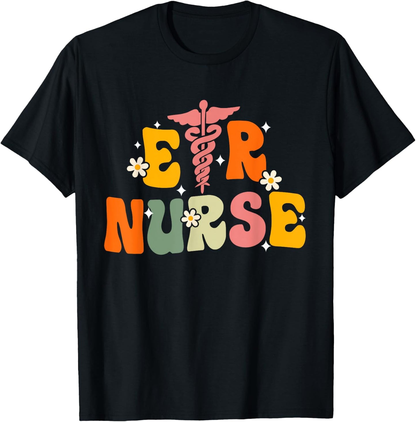 Groovy Er Nurse Emergency Room Nurse Nursing T-Shirt - T-Shirt | Black