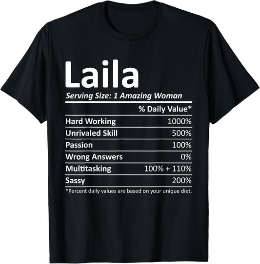LAILA Nutrition Personalized Name Funny Christmas Gift T-Shirt - T-Shirt | Black
