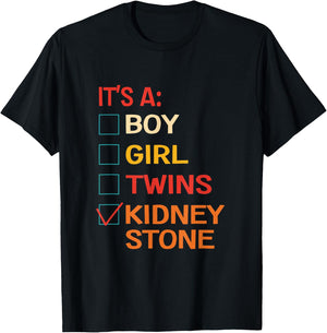 It's A Boy Girl Twins Kidney Stone Retro Vintage T-Shirt - T-Shirt | Black