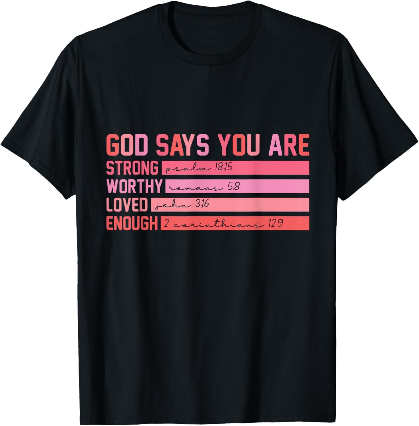 Vintage God Says You Are Strong Worthy Loved Enough Gift T-Shirt - T-Shirt | Black