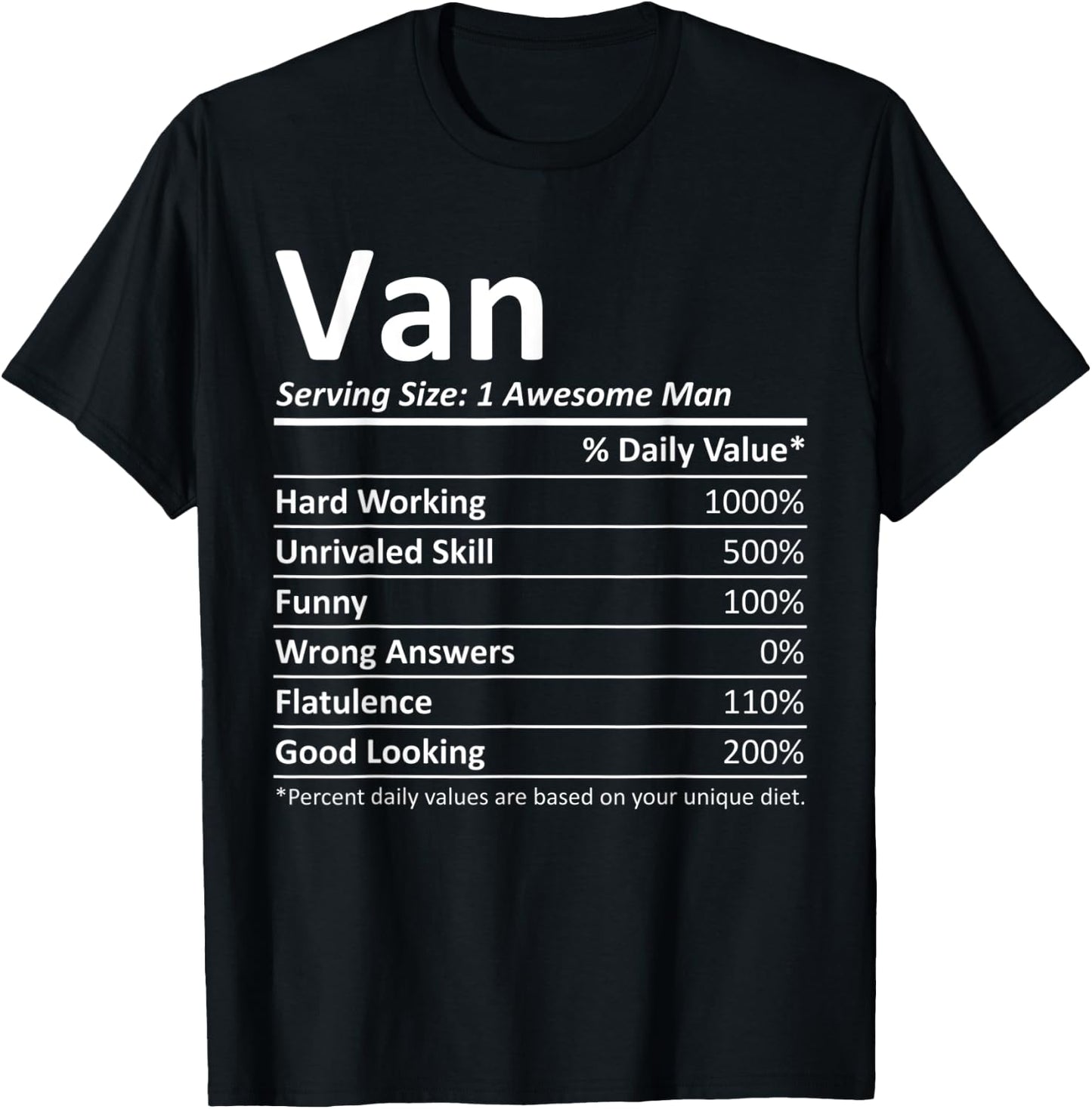 VAN Nutrition Funny Birthday Personalized Name Gift T-Shirt - T-Shirt | Black