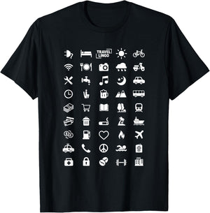 Travel Icon Language - Speak with Icons! Funny Backpacker T-Shirt - T-Shirt | Black