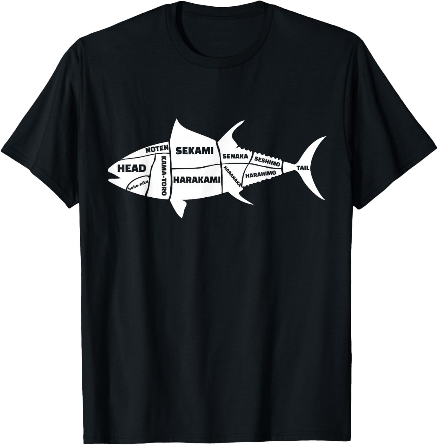 Kawaii Japan Sushi Sashimi Fish Cutting Anatomy Gift T-Shirt - T-Shirt | Black