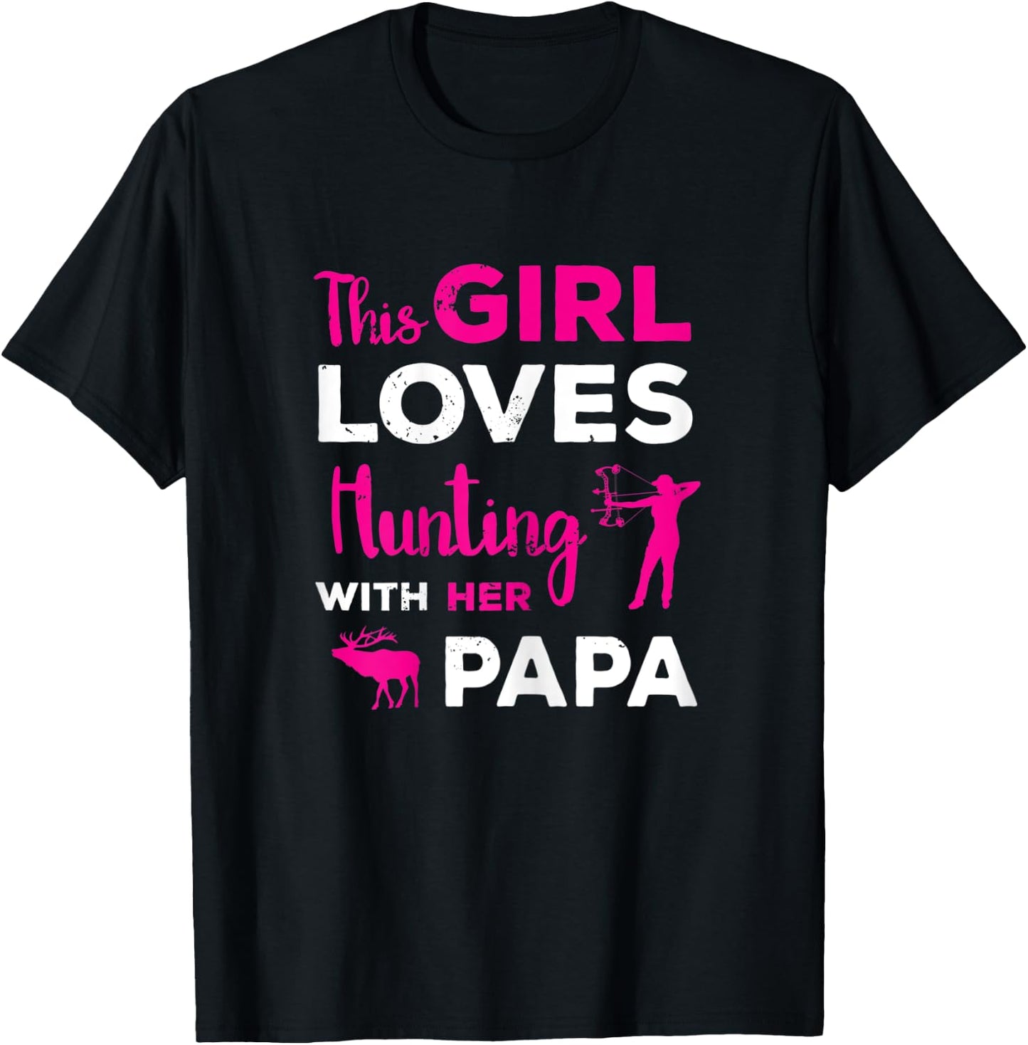 Cute Girls Hunting Gift Papa Daughter Hunting Partner Hunter T-Shirt - T-Shirt | Black