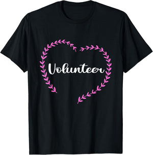 Volunteer Volunteering Heart Appreciation Unpaid Job Hobby T-Shirt - T-Shirt | Black