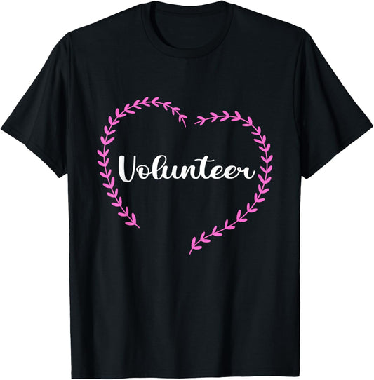 Volunteer Volunteering Heart Appreciation Unpaid Job Hobby T-Shirt - T-Shirt | Black