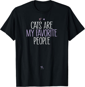 Funny Cats Are My Favourite People T-Shirt - T-Shirt | Black