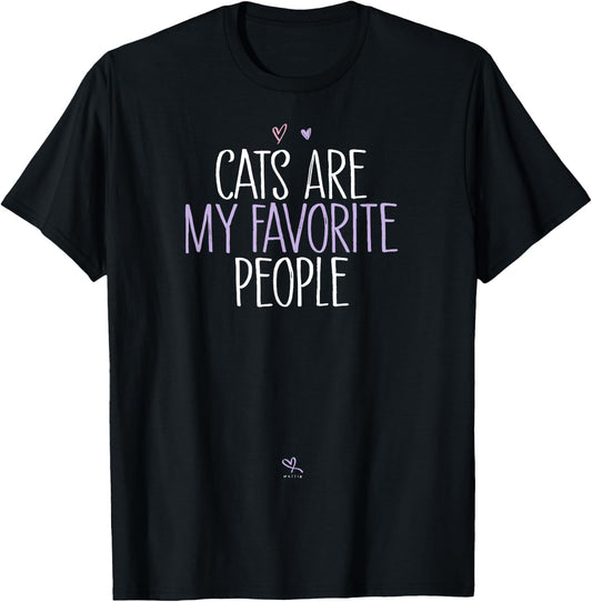 Funny Cats Are My Favourite People T-Shirt - T-Shirt | Black