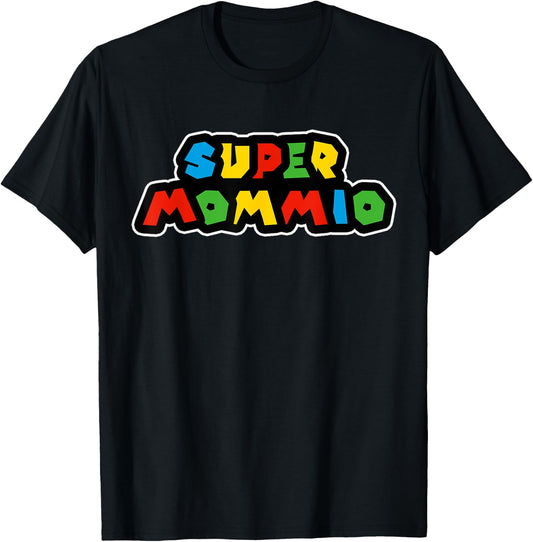 Super Mommio Funny Nerdy Mommy Mother Short Sleeve (Black) T-Shirt - T-Shirt | Black