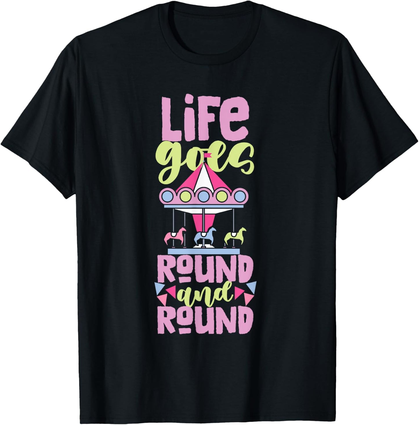 Carousel Horse Merry-Go-Round Girls and Women T-Shirt - T-Shirt | Black